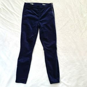Velvet side zip navy leggings